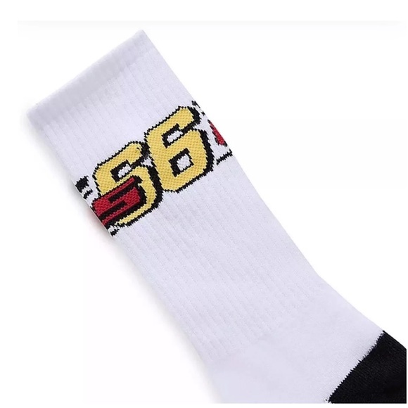 Vans Dusk Downer Crew Socks 1 Pair Men 9.5-13 White w 66 Logo Skate Off The Wall - Picture 4 of 12